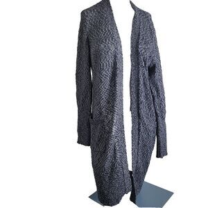 NEW Athleta Medium cardigan sweater weekend wrap blue pockets ribbed stretch NWT